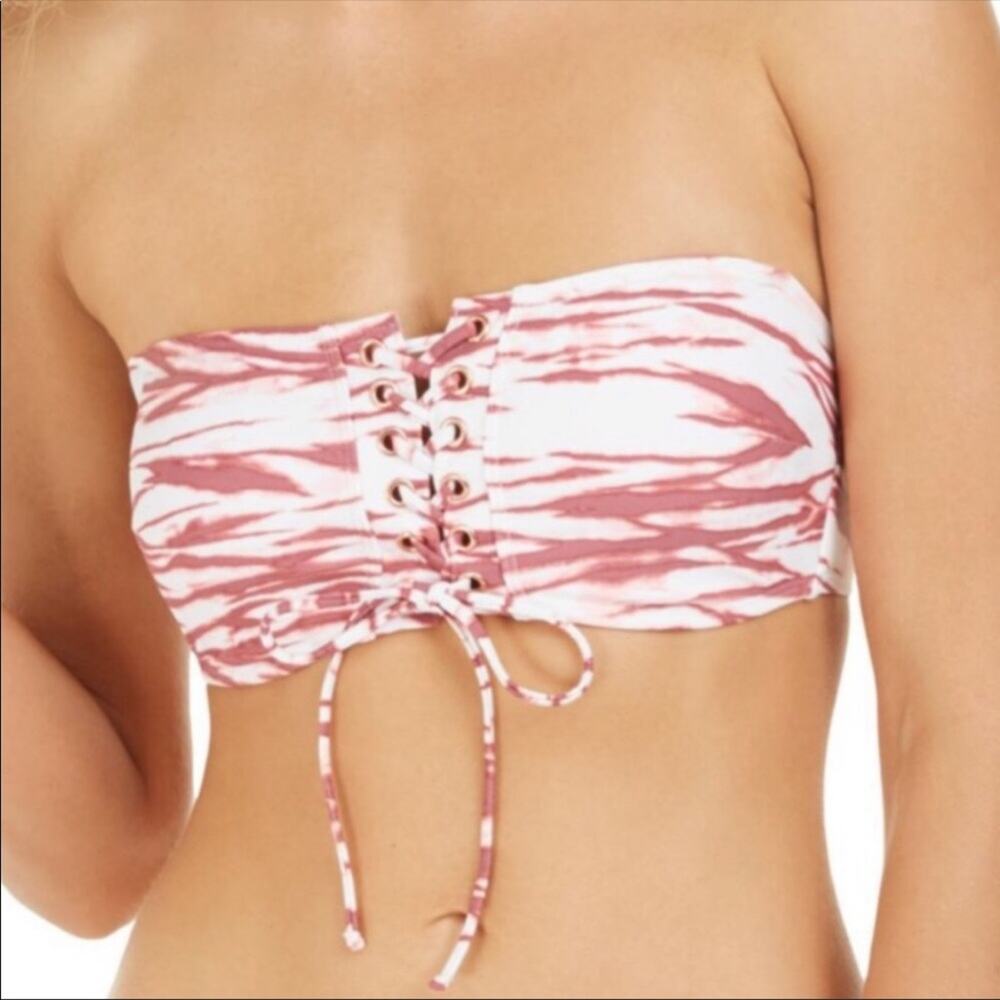 Hula Honey lace front bandeau swim top bra Small